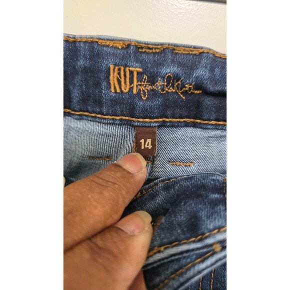 Kut From The Kloth Women's Blue Denim Jeans Size 14 Mid-Rise Straight Leg Stretc - Picture 5 of 10